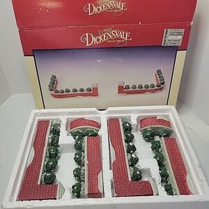 Vintage 1992 Lemax Dickens Village Porcelain Brick Wall Set of 6 in Box